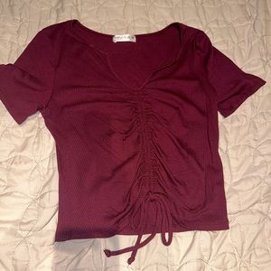 burgundy scrunched crop top !